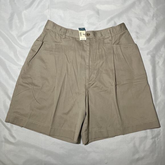 Vintage Deadstock Eddie Bauer Field Shorts Women 16 Tan Khaki Pleated High Rise - Picture 1 of 8